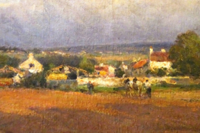 Le laboureur à Courcelles - Huile sur toile -Sbs - 33X46 cm -  Collection particulière